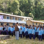 A welcome committee at Shree Mandali School